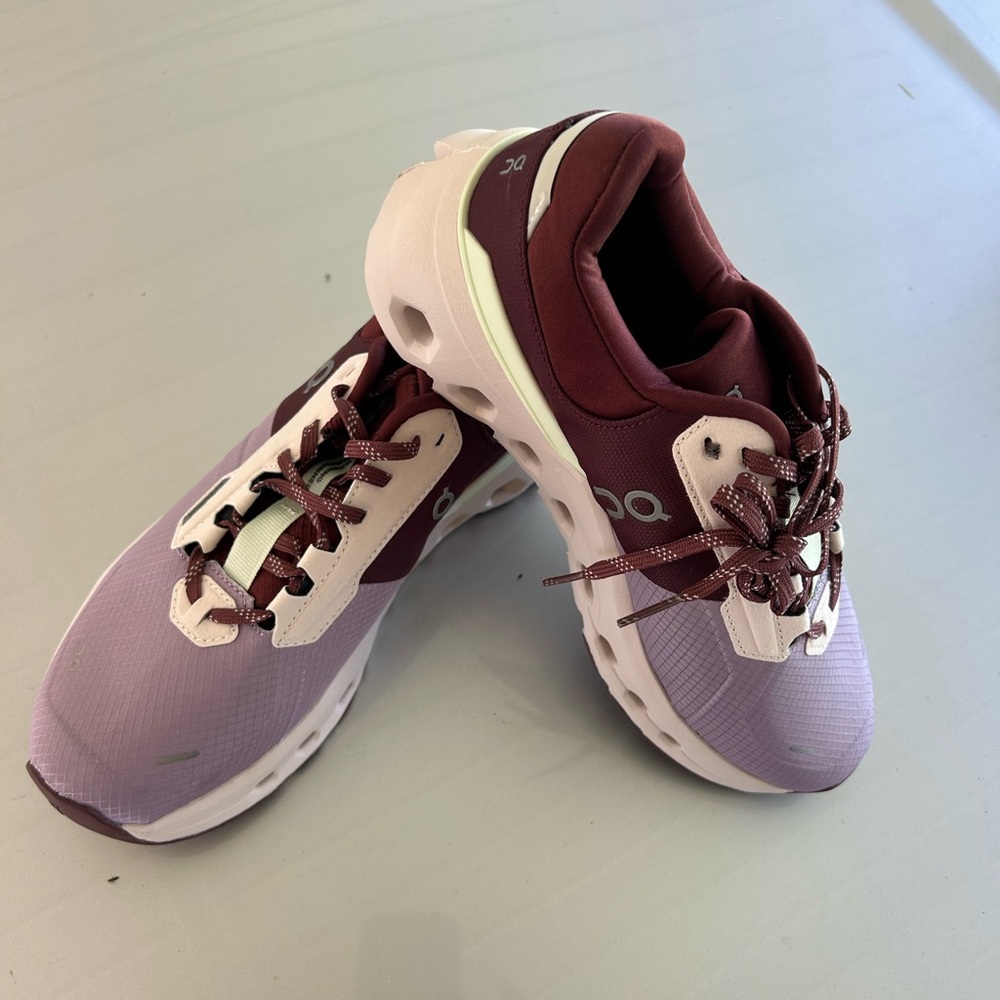 On Running Women's Burgundy and Light Pink Athletic Shoes